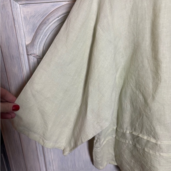 Bryn‎ Walker Green Pintuck Shirt Cross-dyed Linen Boxy Lagenlook Minimalist Boho - Picture 3 of 9